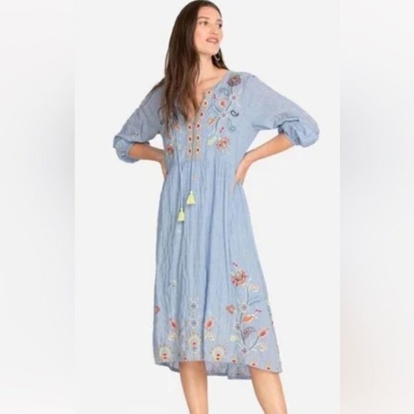 Johnny Was Kayra Midi Embrodiered Dress - Picture 1 of 9